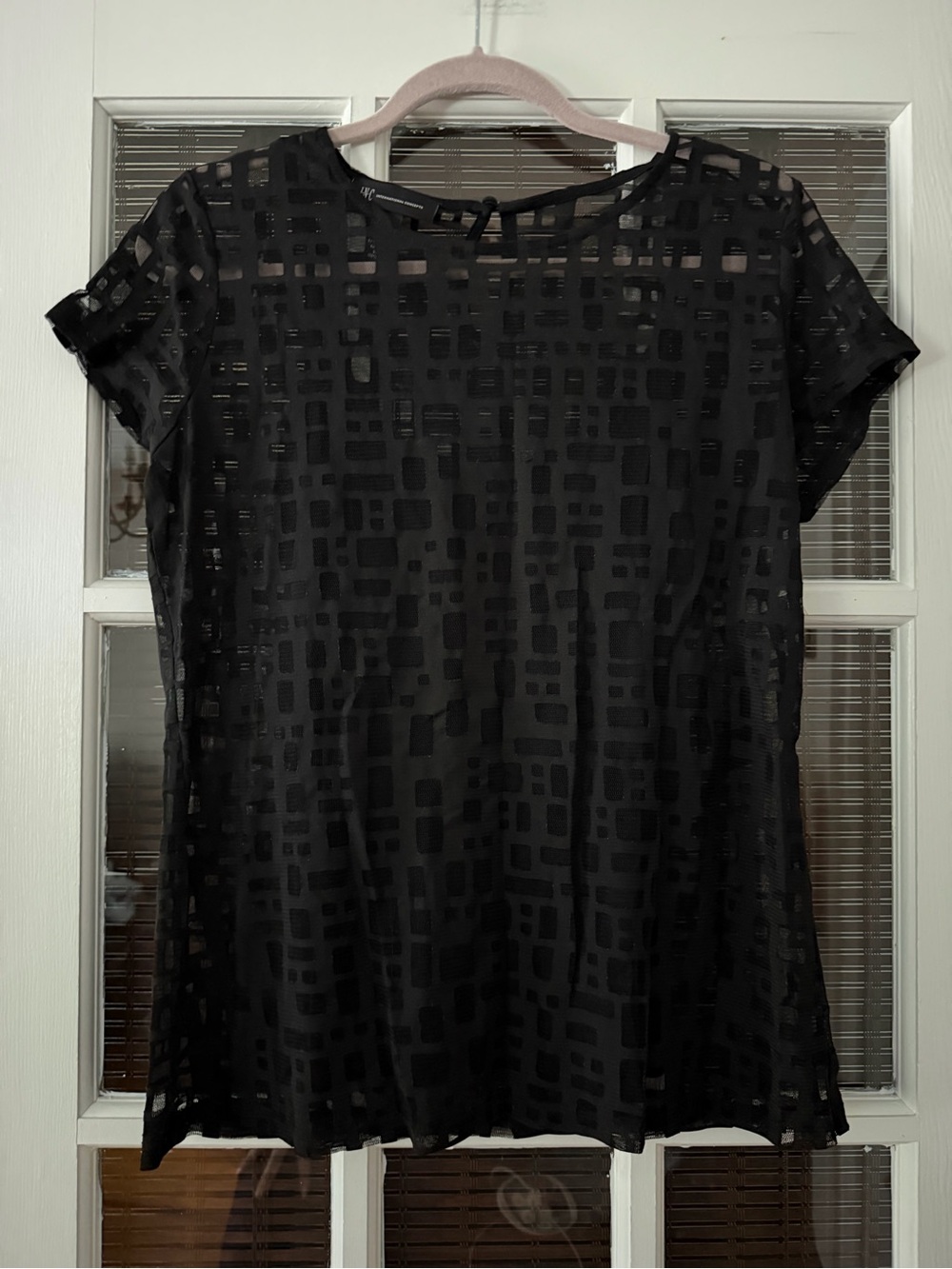 INC‎ International Concepts Women's L Black Sheer 2 Piece Blouse | SKU 0077
